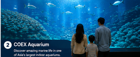 Family viewing marine life at COEX Aquarium in Seoul