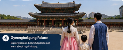 Family wearing hanbok at Gyeongbokgung Palace in Seoul