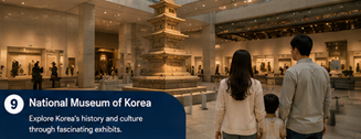 Family exploring history and cultural exhibits at the National Museum of Korea in Seoul