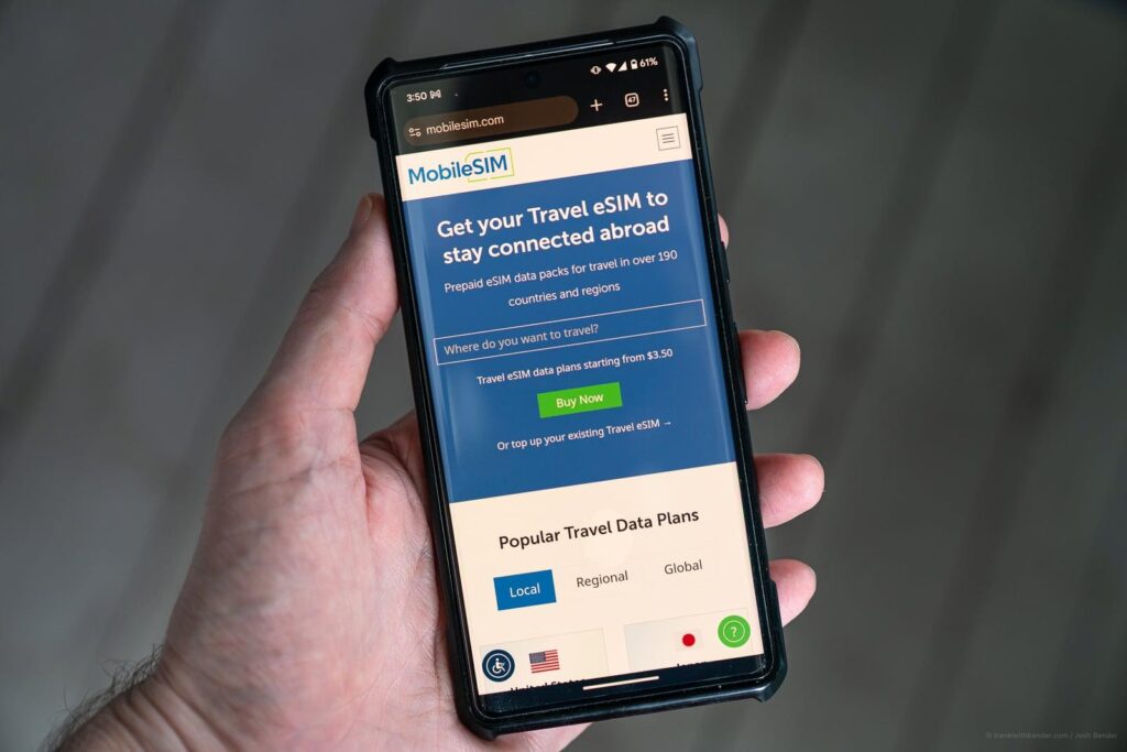 Mobile eSIM app showing a data plan activation screen on a smartphone