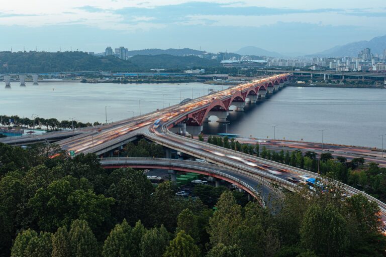 Aerial view of the Han River and bridges in Seoul, South Korea-Han River & Hangang Parks