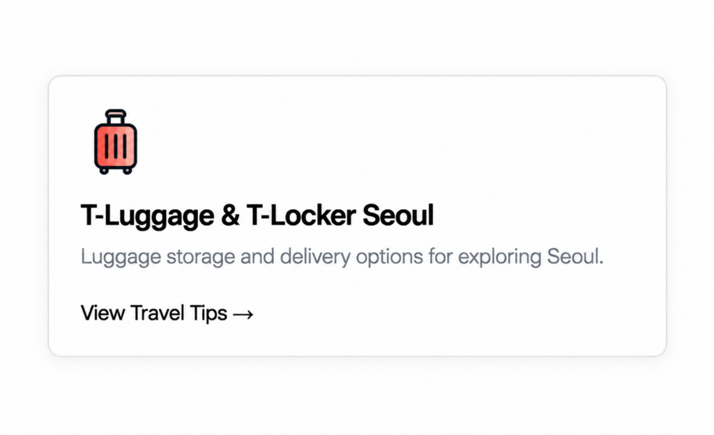 T-Luggage and T-Locker Seoul luggage storage and delivery guide card